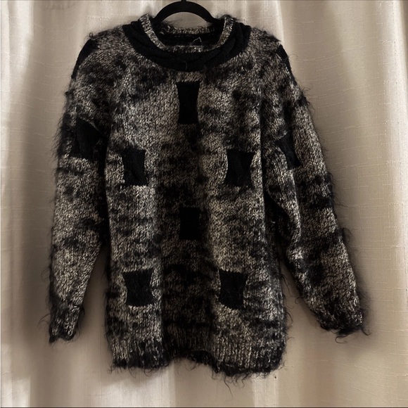 Vintage 1980s Adrienne Vittadini Mohair Alpaca Wool Sweater 80/90s Size S Roomy - Picture 6 of 7
